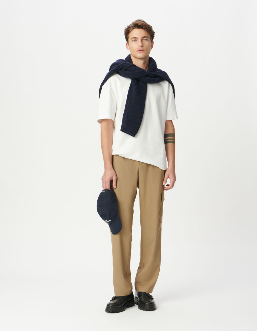 pantalones cargo deconstruidos beige para hombre