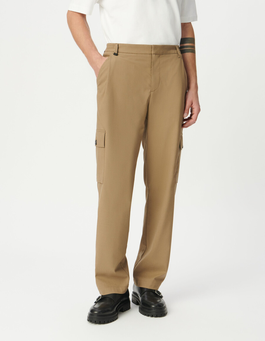 pantalones cargo deconstruidos beige para hombre
