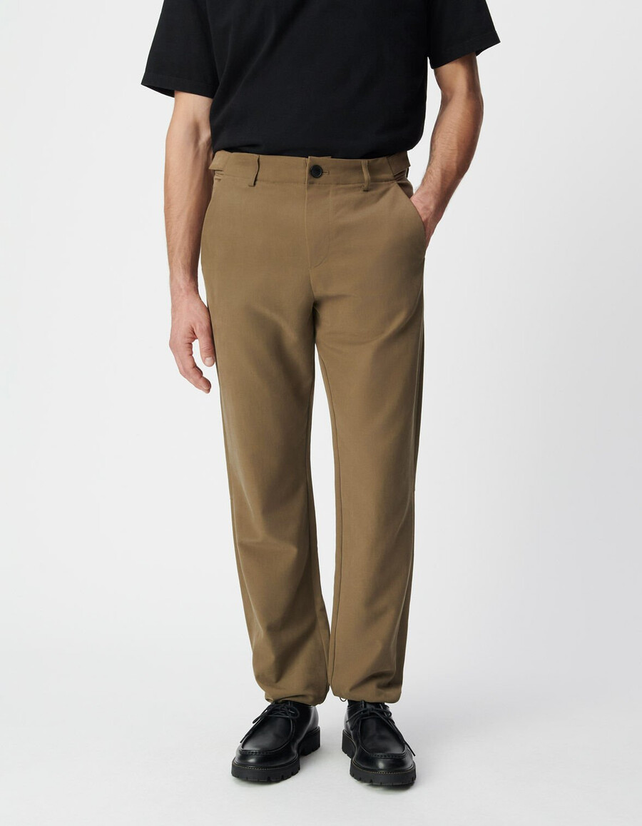 pantalones deportivos caqui con cordón para hombre de fácil cuidado