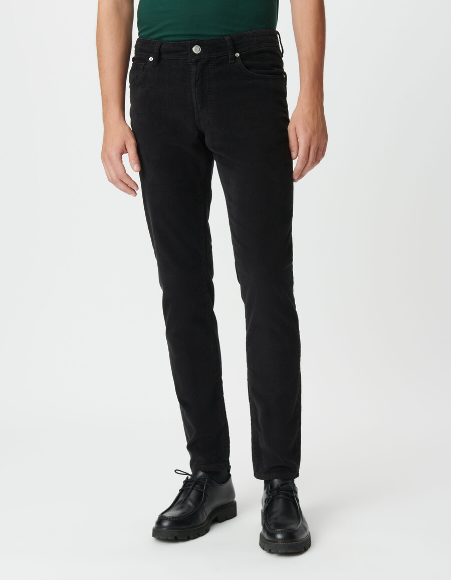 pantalones ajustados de pana negra para hombre