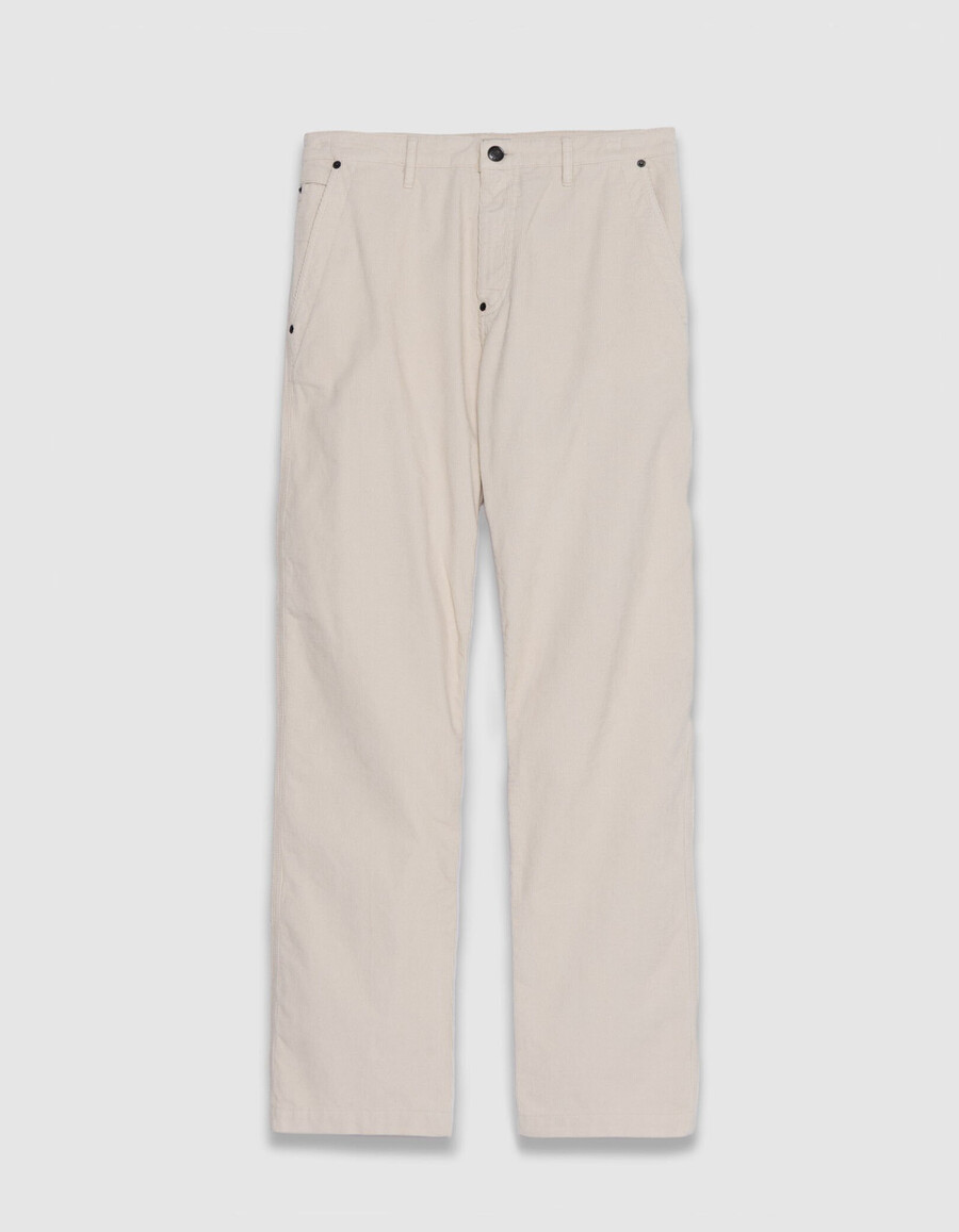 pantalones chinos rectos de terciopelo acanalado color crudo para hombre