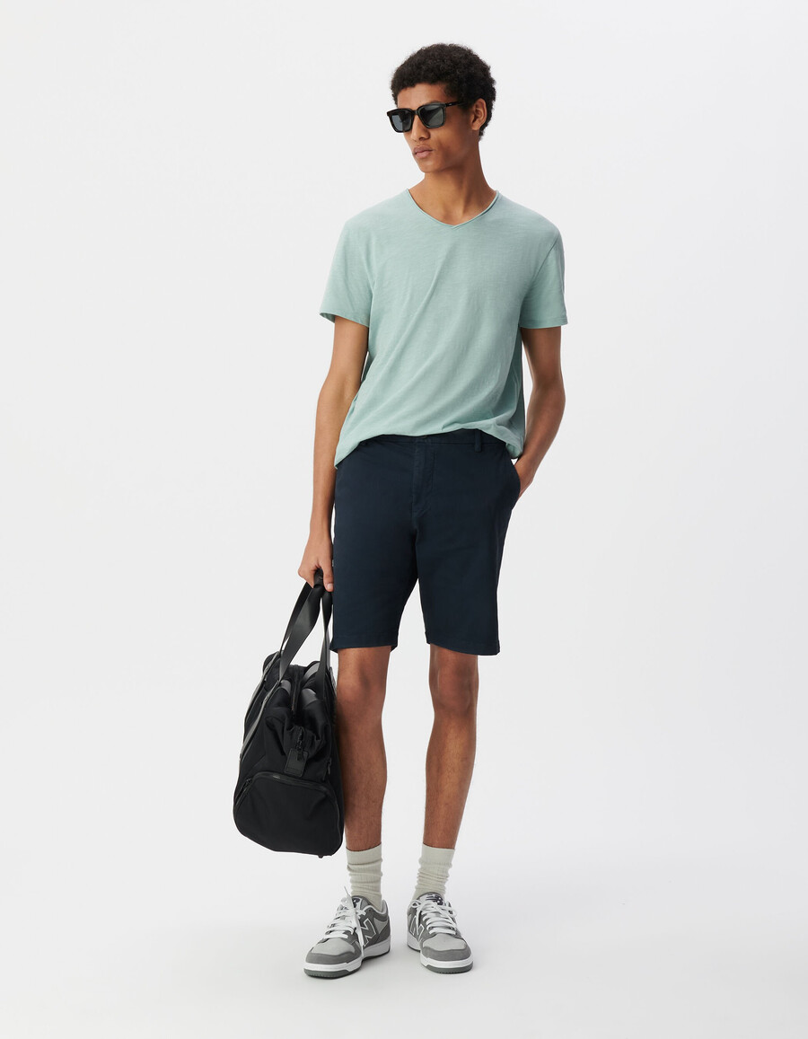 bermudas chinas azul marino para hombre