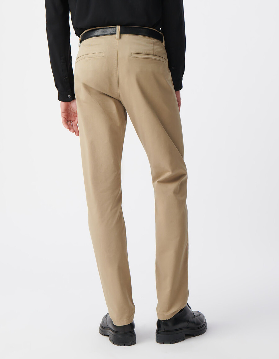 pantalones chinos ajustados beige para hombre