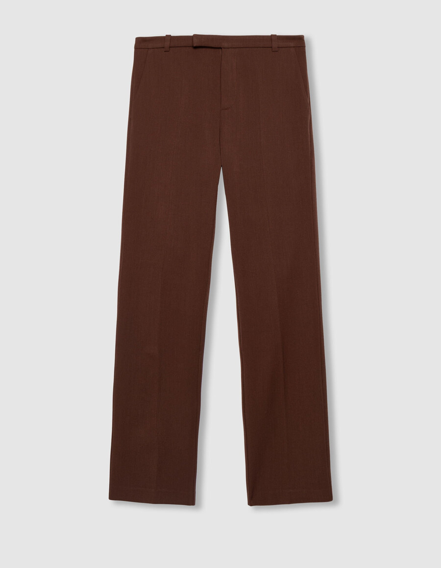 pantalones de traje ajustados marrones para mujer