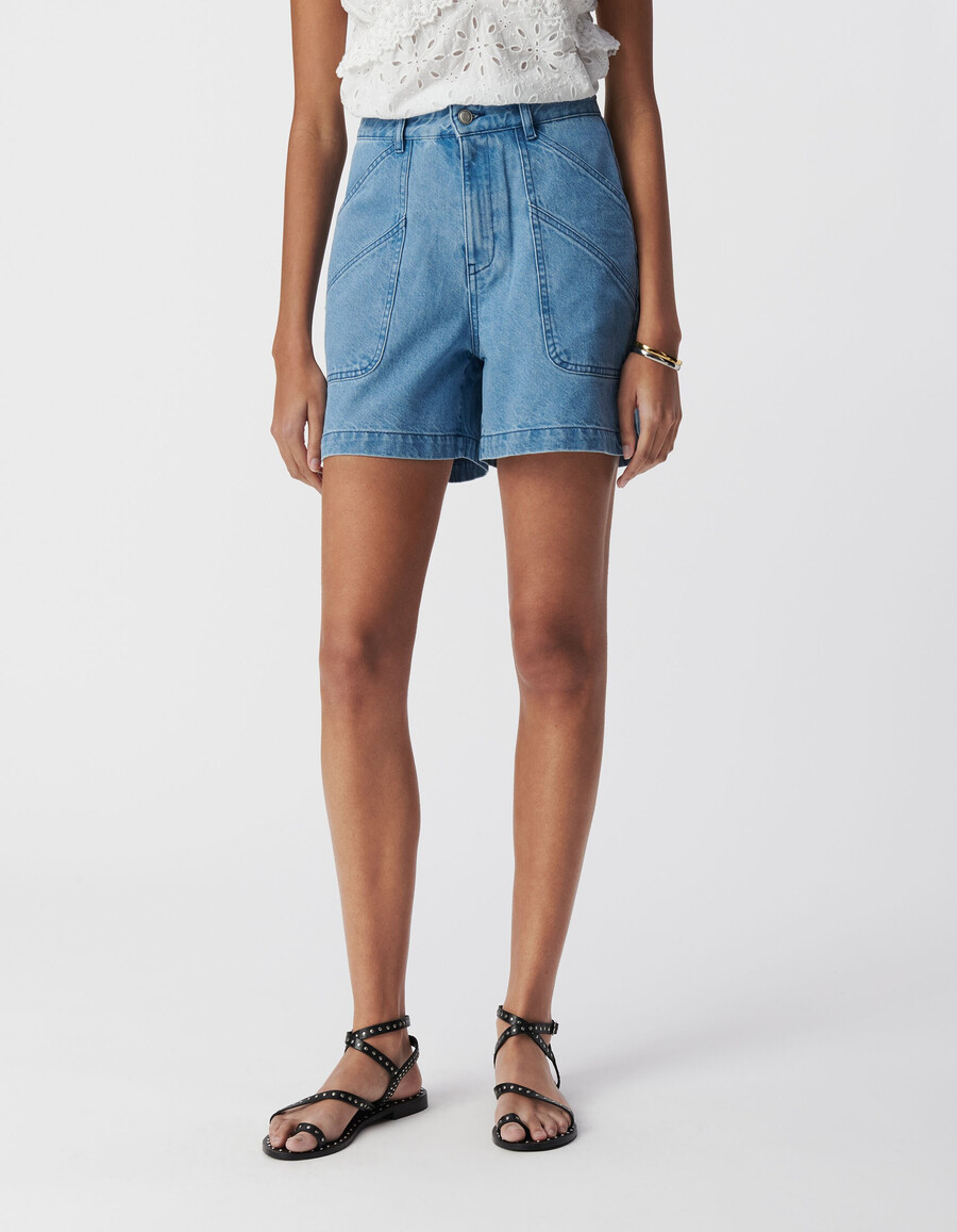 shorts vaqueros azules sin agua para mujer con bolsillos xl
