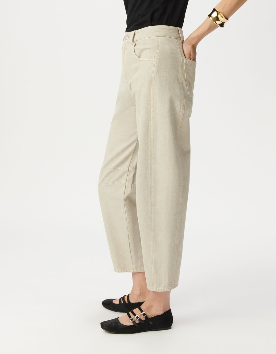 vaqueros gabrielle balloon beige para mujer
