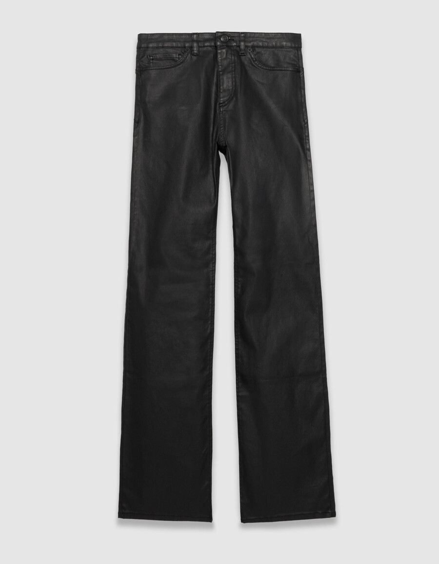 vaqueros bootcut de cintura alta y revestidos en negro para mujer
