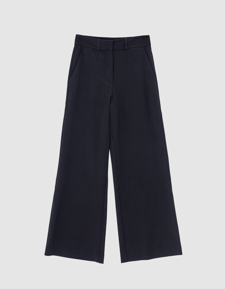 traje de pantalón ancho negro para mujer